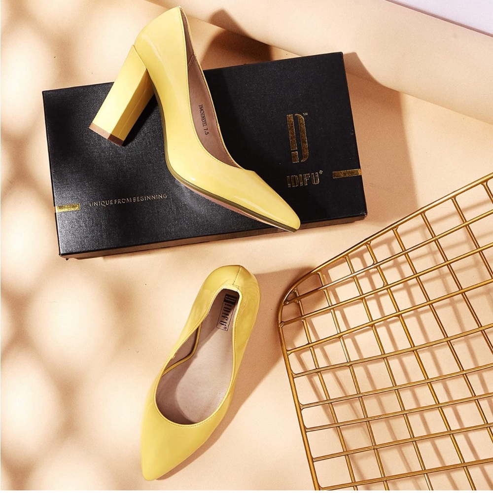 Yellow Patent Leather Pumps